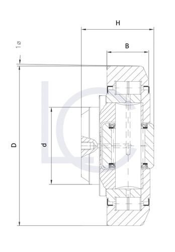 Skizze Kombirolle, Axialrolle fest MR0004 40x78.3x40.7 mm