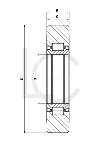 Zeichnung Stützrolle NUTR3572-19/20-2RS LC 35x72x19/20 mm
