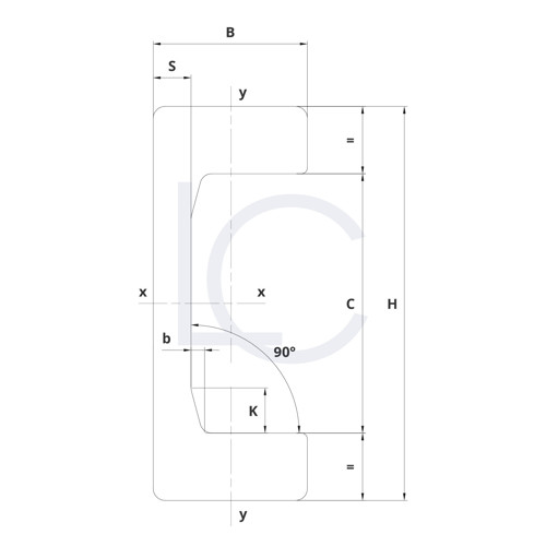 Technische Zeichnung Warmgewalztes U-Profil EC123 175x66,2x123,8 mm